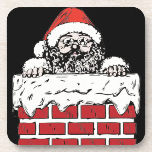 Rußiger Weihnachtsmann-Coaster-Set mit 6 Stück Getränkeuntersetzer