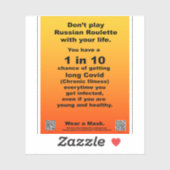 Russiona Roulette 1 in 10 Covid Vinyl Aufkleber (Blatt)