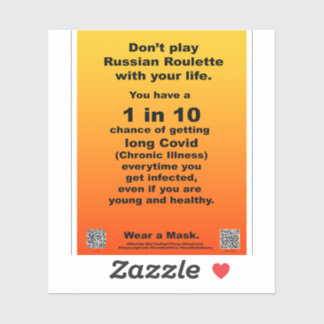 Russiona Roulette 1 in 10 Covid Vinyl Aufkleber