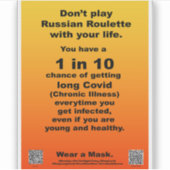 Russiona Roulette 1 in 10 Covid Vinyl Aufkleber (Vorderseite)