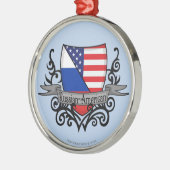 Russisch-Amerikanische Schildflagge Ornament Aus Metall (Links)
