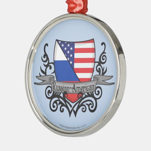 Russisch-Amerikanische Schildflagge Ornament Aus Metall (Links)