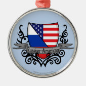 Russisch-Amerikanische Schildflagge Ornament Aus Metall (Vorne)