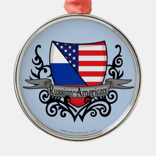 Russisch-Amerikanische Schildflagge Ornament Aus Metall (Vorne)