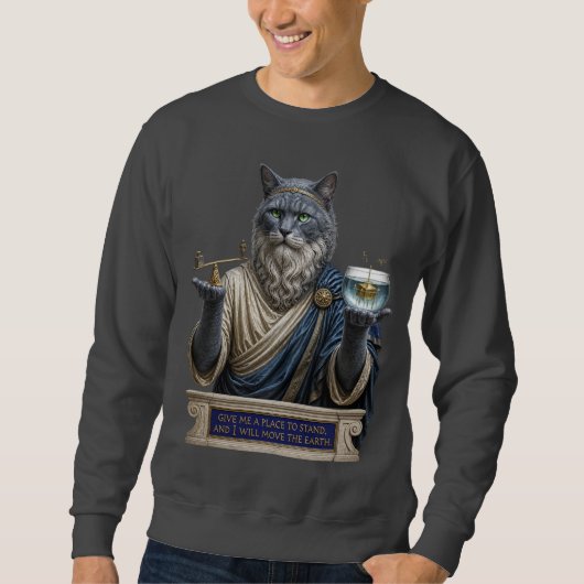 Russisch Blau Archimedes Katze Sweatshirt (Vorderseite)