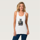 Russisch Blau Archimedes Katze Tank Top (Vorderseite Vollansicht)