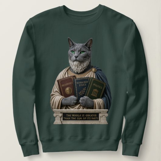 Russisch Blau Aristoteles Katze Sweatshirt (Design vorne)