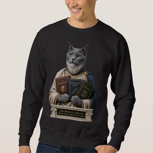Russisch Blau Aristoteles Katze Sweatshirt (Vorderseite)