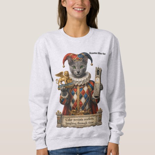 Russisch Blau Arlequin Katze Sweatshirt (Vorderseite)