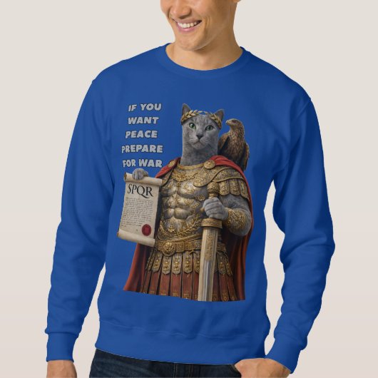 Russisch Blau Cäsar Katze Sweatshirt (Vorderseite)