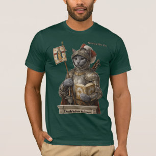 Russisch Blau Conquistador Katze – Ehre und Vermäc T-Shirt