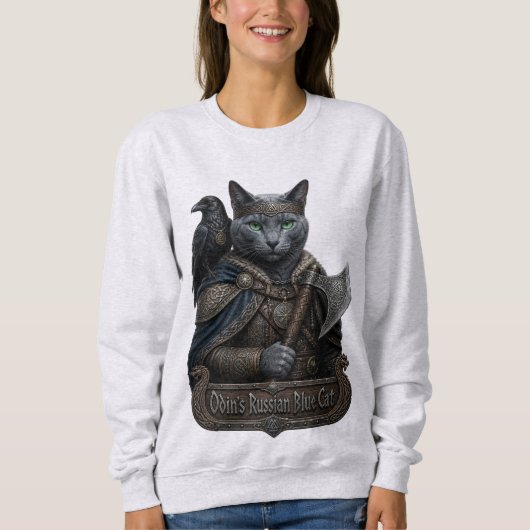 Russisch Blau Edle Odins Katze Sweatshirt (Vorderseite)