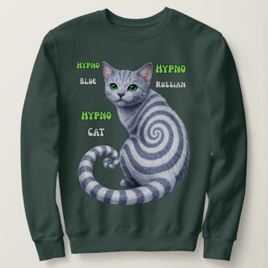 Russisch Blau Hypno-Katze Sweatshirt (Design vorne)