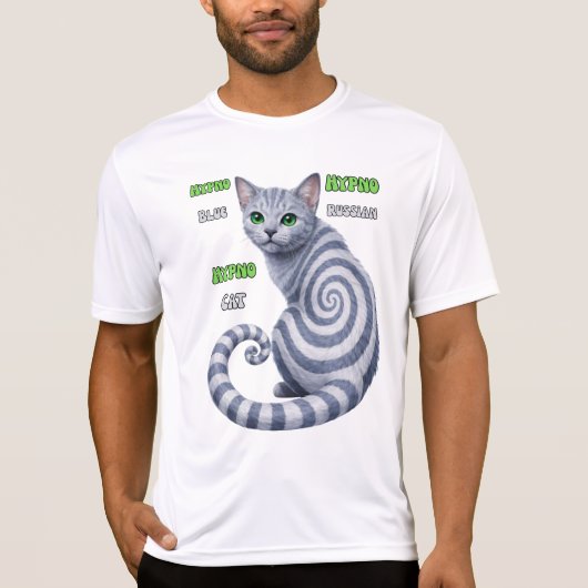 Russisch Blau Hypno-Katze T-Shirt (Vorderseite)