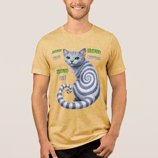 Russisch Blau Hypno-Katze Tri-Blend Shirt (Vorderseite)
