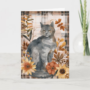 Russisch Blau Katze Herbst Thanksgiving Karte