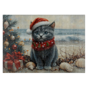 Russisch Blau Katze Weihnachten Vintage Strand Schneidebrett