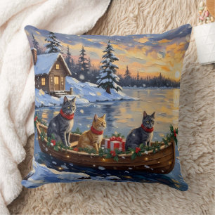 Russisch Blau Katze Weihnachtsboot Urlaub Kissen
