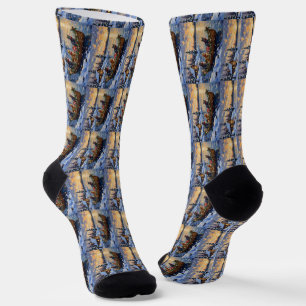 Russisch Blau Katze Weihnachtsboot Urlaub Socken