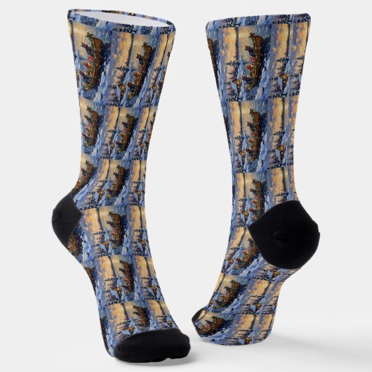 Russisch Blau Katze Weihnachtsboot Urlaub Socken (Gewinkelt)