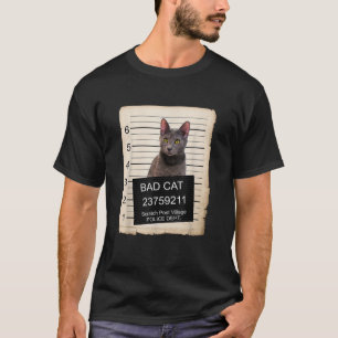 Russisch Blau Kitten Polizeifoto schlechte Katze  T-Shirt
