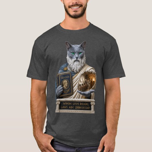 Russisch Blau Plato Katze T-Shirt (Vorderseite)