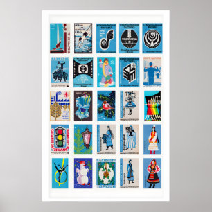 Russisch Blau Retro-Streichholzschachtel-Etiketten Poster