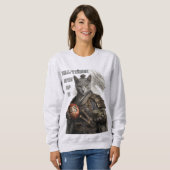 Russisch Blau Samurai Katze Sweatshirt (Vorne ganz)