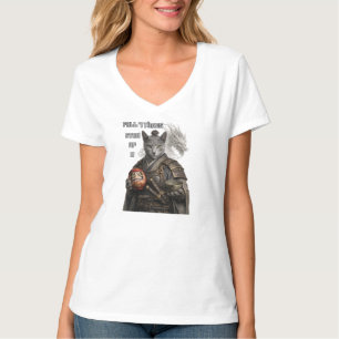 Russisch Blau Samurai-Katze T-Shirt