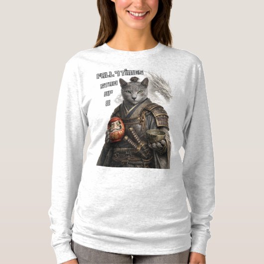 Russisch Blau Samurai Katze T-Shirt (Vorderseite)