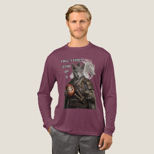 Russisch Blau Samurai-Katze Tri-Blend Shirt (Volle Vorderseite)