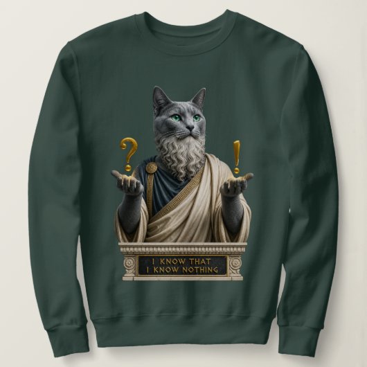 Russisch Blau Socrates Katze Sweatshirt (Design vorne)