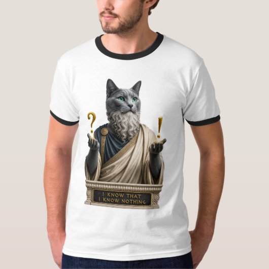 Russisch Blau Socrates Katze T-Shirt (Vorderseite)