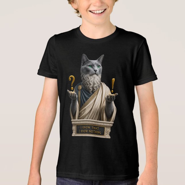 Russisch Blau Socrates Katze Tri-Blend Shirt (Vorderseite)