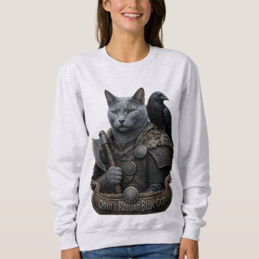 Russisch Blau Veteran Odins Katze Sweatshirt (Vorderseite)