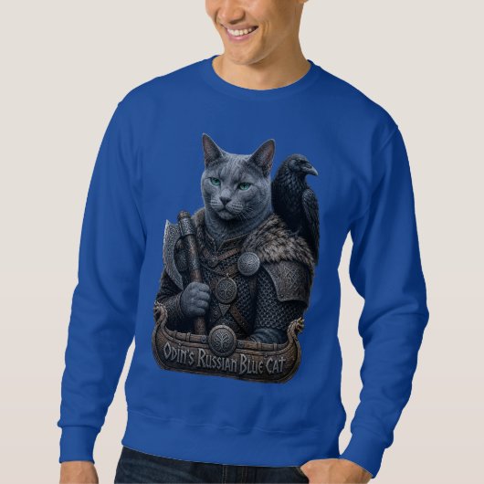 Russisch Blau Veteran Odins Katze Sweatshirt (Vorderseite)