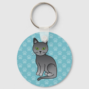 Russisch Blau Zucht Cartoon Katzen Design Schlüsselanhänger