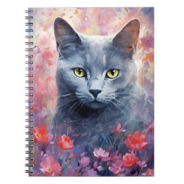 Russisch-Blaue Katze farbige Aquarellbilder Notizblock