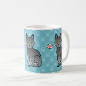 Russisch blaue Katzen mit Herz auf blauem Hintergr Kaffeetasse (VorderseiteRechts)