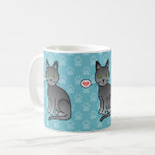 Russisch blaue Katzen mit Herz auf blauem Hintergr Kaffeetasse (Vorderseite Links)