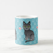Russisch blaue Katzen mit Herz auf blauem Hintergr Kaffeetasse (Mittel)