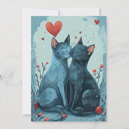 Russisch Blaue Katzen Valentinstag Feiertagskarte (Vorderseite)