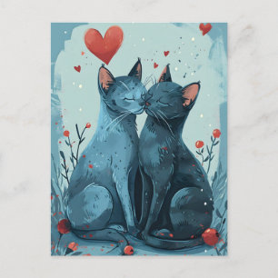Russisch Blaue Katzen Valentinstag Postkarte