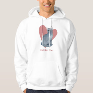 Russisch Blue Cat Watercolor Kitty Pink Herz Hoodie
