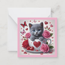 Russisch Blue Kitten Valentine's Day