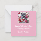 Russisch Blue Kitten Valentine's Day Mitteilungskarte (Rückseite)