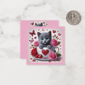 Russisch Blue Kitten Valentine's Day Mitteilungskarte (Vorderseite/Rückseite Beispiel)