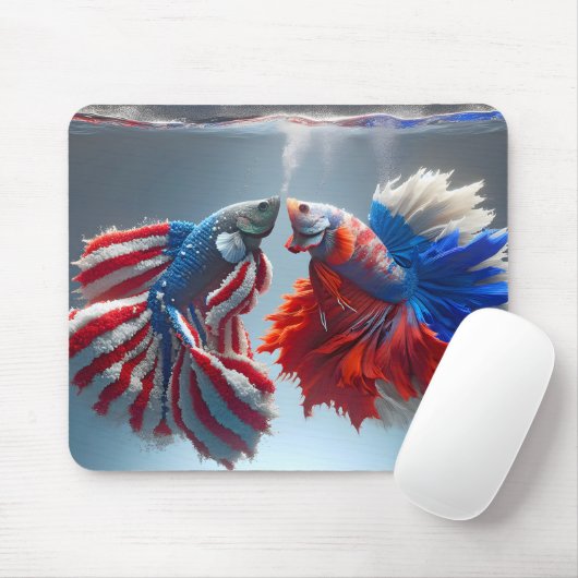 Russisch gegen American Betta Fish Mousepad (Mit Mouse)