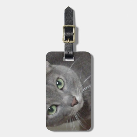 Russisch-graue Katze Gepäckanhänger (Vorderseite vertikal)