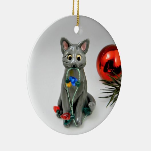 Russisch-graue Katze Keramik Ornament (Rechts)